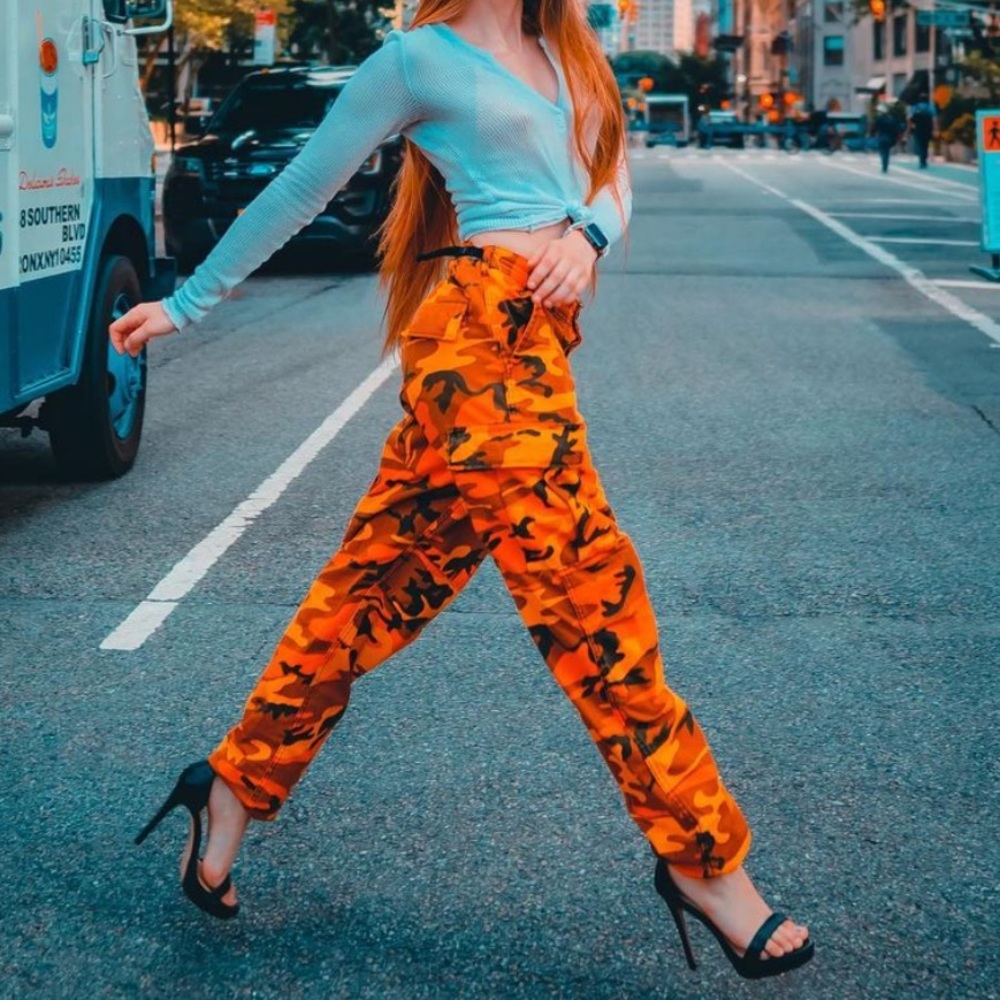 Orange Camo Cargo Pants